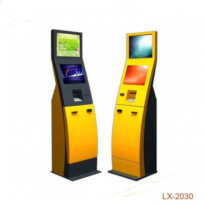Infrared Dual Screen Self Service Ticketing Kiosk Coin Operated With Printer