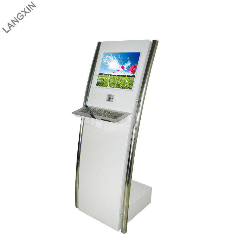 All In One Floor Standing Kiosk With Metal Keyboard And Card Reader