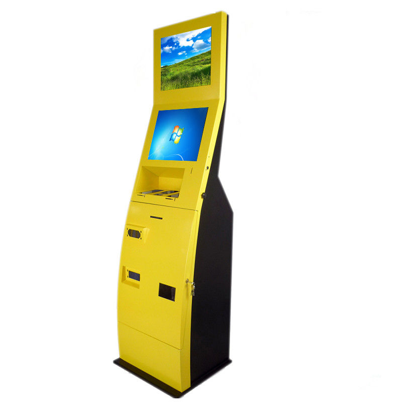 Pc Computer Kiosk Cabinet , Dual Display Kiosk For POS Machine Cash And Coin Recycler