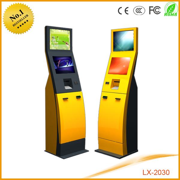 Infrared Dual Screen Self Service Ticketing Kiosk Coin Operated With Printer