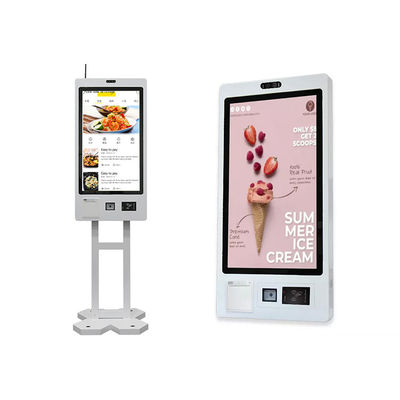 32 Inch Touch Screen Self Service Ordering Kiosk With QR code Scanner / Thermal Printer