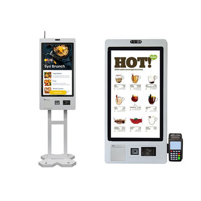 Buy 21.5 Inch Touch Screen Self Service Ordering Kiosk POS Terminal QR Code Scanner Thermal Printer for Restaurant Fast Food Chain online manufacture