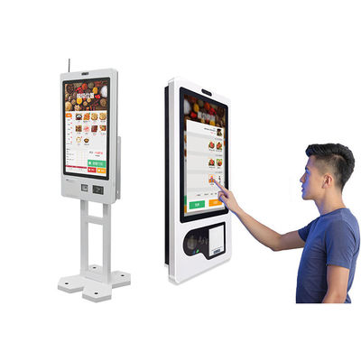 buy 21.5 23.8 Inch Self Service Touch Screen Kiosk Restaurant Barcode Scanner Ticket Printer Android POS Wall Mounted Payment Kiosk online manufacture