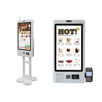 Buy 21.5 23.8 27 32 Inch Floor Standing Wall Mounted Self Ordering Payment Kiosk With QR Code Scanner 80mm Thermal Printer online manufacture