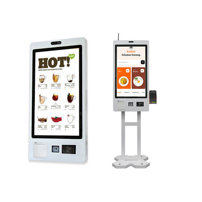 Buy 27 inch bill printing QR code scanner cafeteria ordering kiosk custom logo online manufacture