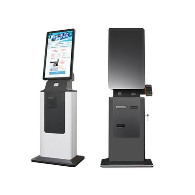 Buy 27 32 Inch Self Checkout Cash Payment Touch Screen Kiosk SDK QR Barcode Scanner Printer Metal Case Floor Standing Hotel Airport online manufacture