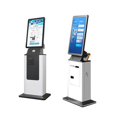 Buy Self Service Payment Kiosk Floor Stand Hotel Touch Screen Cash Acceptor Passport Scanner Card Dispenser Self Check in Kiosk online manufacture