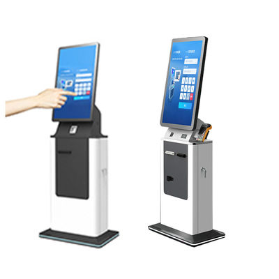 Buy 27inch 32inch Payment Kiosk Hotel Check in Touch Screen Self Passport Scannet Payment Kiosks Cash Payment Ticket Printer Machine online manufacture