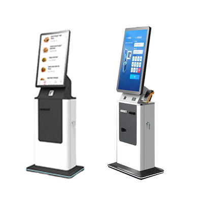 Buy 27 32 Inch LCD Touch Screen Self Service Payment Kiosk Cash Acceptor Card Dispenser Passport Scanner Hotel Check in Kiosk online manufacture