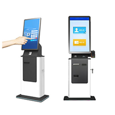 Buy 27/32 Inch Hotel Hospital Check Self Service Card Dispenser Passport Scanner Ticket Printer Cash Acceptor Payment Kiosk SDK online manufacture