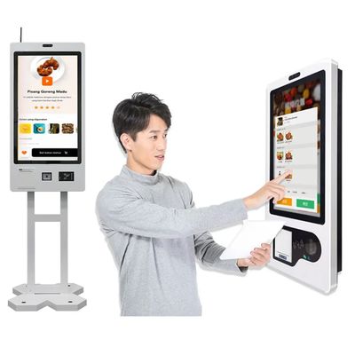 comprare 21.5''touchscreen self-service check in kiosk con convalida banconote e stampaggio di coupon termici online manufacture