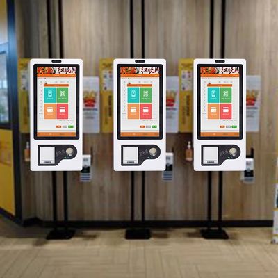 kaufen 27-Zoll-Selbstbedienungs-Bestellkiosk mit Ticket-Drucker QR-Scanner und RFID-Reader online manufacture