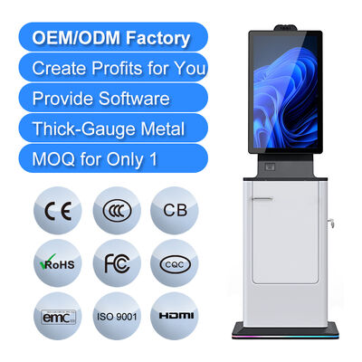 Buy 27'' 32'' Indoor Card Dispenser Ticket Printer Kiosk Self Check in Out Kiosk Hotel Self Service Cash Payment Kiosk Terminal online manufacture