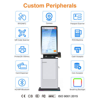 Buy OEM ODM Auto Pay Self Parking Station Hotel Airport Automated Check in Self Card Dispenser Ticket Printer Payment Kiosk Machine online manufacture