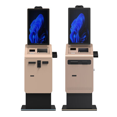 Buy 27 32 Inch Touch Screen Self Service Payment Kiosk Indoor Self Receipt Printer Card Dispenser Cash Coin Recycler Payment Kiosk online manufacture