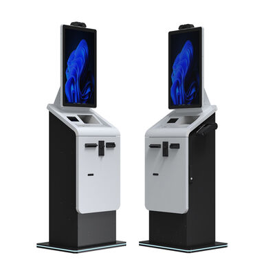 Buy 27 32 Inch Self Service Touch Screen Payment Kiosk Machine Cash Recycler Redemption Card Reader Dispenser Ticket Printer Kiosk online manufacture