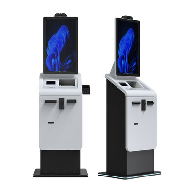 Buy 27 32 Inch Android Touch Screen Self Service Terminal Payment Kiosks with A4 Printer QR Code Scanner Currency Exchange Machine online manufacture