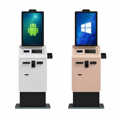 Buy Self Service Payment Kiosk Machine Touch Screen Printing QR Scanner Card Reader Cash Coin Recycler Kiosk Terminal online manufacture