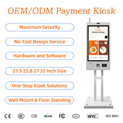 Buy Wall Mount Touch Screen Self Service Ordering Kiosk Restaurant Credit Card QR Code Scanner Thermal Ticket Printer Payment Kiosk online manufacture