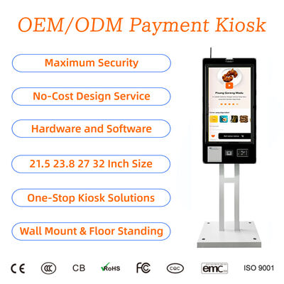 Buy Wall Mount Restaurant Self Service Order Checkout Payment Kiosk 21.5 Inch Touch Screen Receipt Printer Ordering Kiosk Solution online manufacture