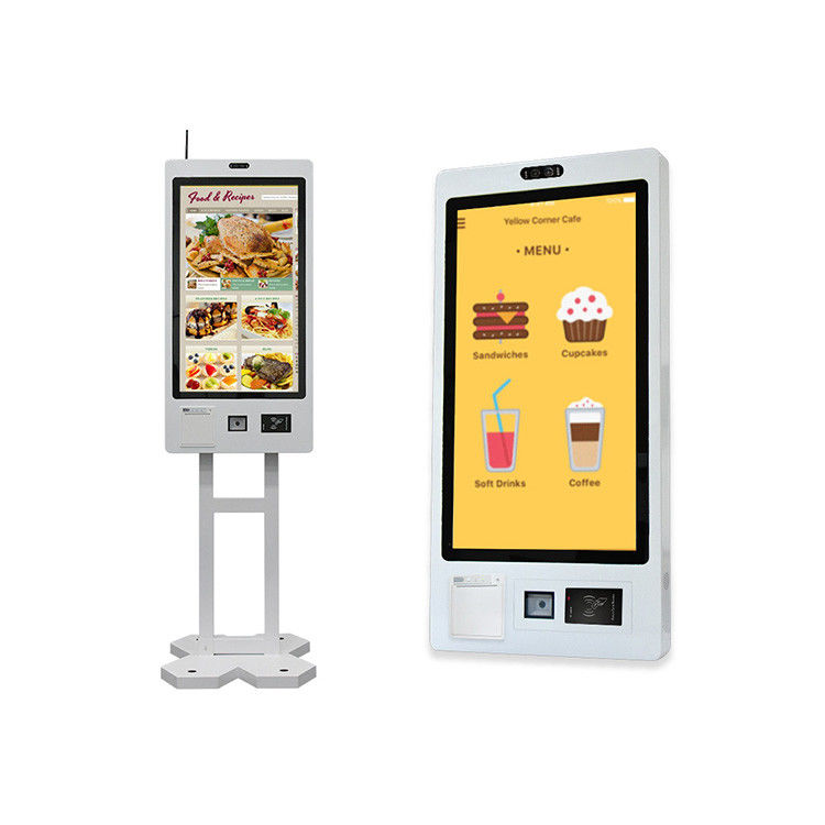 Fast food self service touch screen wall mount bill payment machine 32 inch self ordering payment kiosk