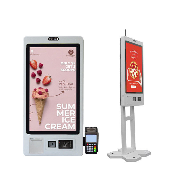 32 Inch Shopping Mall Automated Checkout Machine Touch Screen Digital Kiosk Printer QR Code Scanner