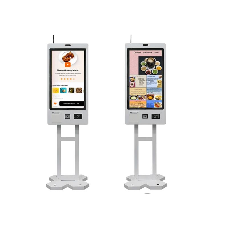 22.7inch Capacitive touch Food Ordering Kiosk Machine With QR Code Scanner Printer