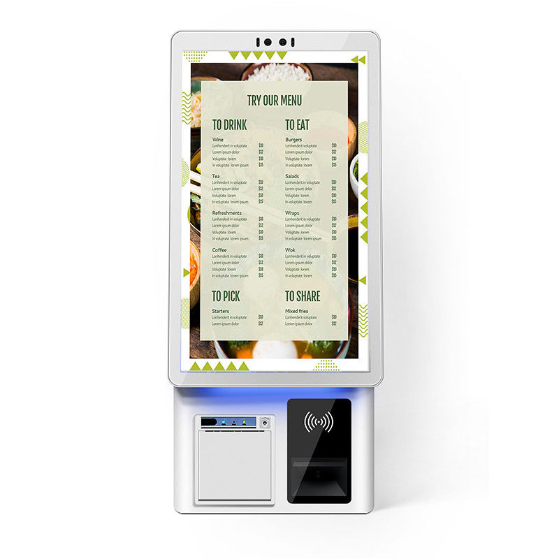 Compact Wall Mount Self Ordering Kiosk With Card Reader / LCD Touchscreen