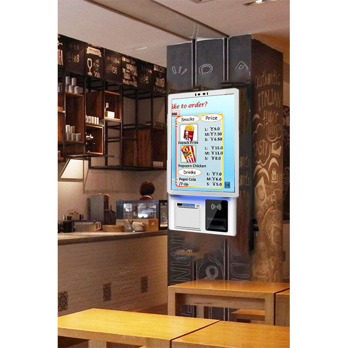 Wall Mounted KFC Self Service Payment Kiosk Capacitive Touch 10 Point Screen Included
