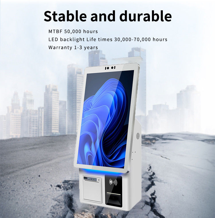 White 21.5-inch Self Service Payment Kiosk with Capacitive Touch Screen for Convenience