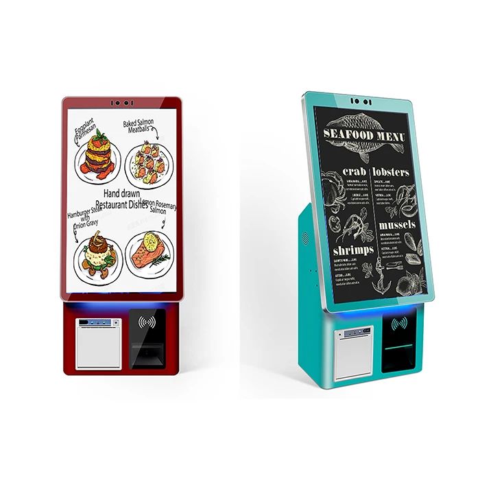 1920*1080P White Restaurant Ordering Kiosk with High Resolution Touch Screen Ordering