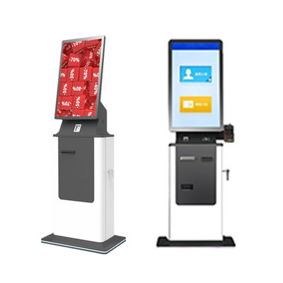 27/32 Inch Self Service Kiosk Terminal Ticket Printing Cash Receive Card Dispensing and Passport Scanning Functions