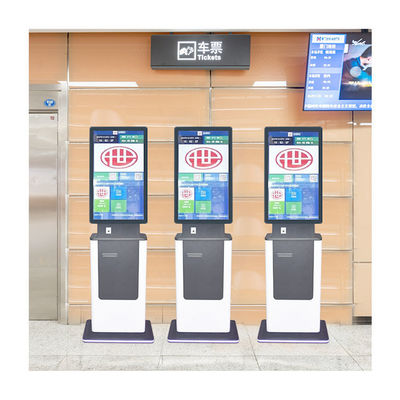 Floor Stand 27inch Self Service Touch Screen Information Kiosk with Ticket Printer