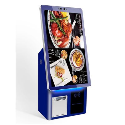 Win7 Multi Installation Capacitive Touch Self Ordering Kiosk With QR Scanner Ticket Printer