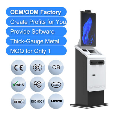 Self Service Payment Terminal Self Check Out Cash Recycler and Ticket Printer Cash Dispenser LCD Touch Screen Payment Kiosk