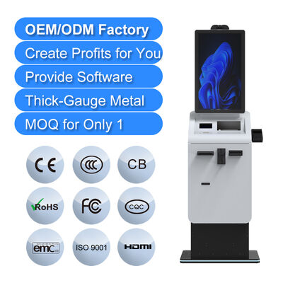 Airport Parking Hotel Capacitive Touch Screen Self Service Payment Ticket Printer Cash Coin Recycler SDK Facial Recognition