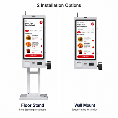 21.5 Inch Self Ordering Kiosk with Floor Stand Wall Mounted and Android13/14, Win7/8/10/Linux OS