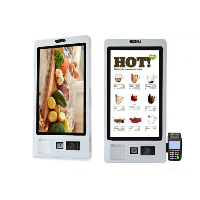 Self Ordering Restaurant Payment Kiosk Touch Screen With QR Printer